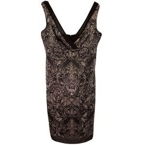 Jones Wear Womens Dress Size 8 Black Silver Sleeveless Sheath Knee Length Zip Up